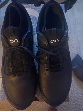 Women's Black Lace-Up Sneakers with Infinity Emblem